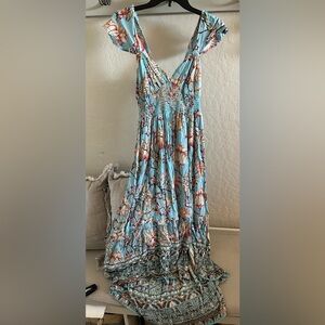 Angie Floral Sky Blue Maxi Dress